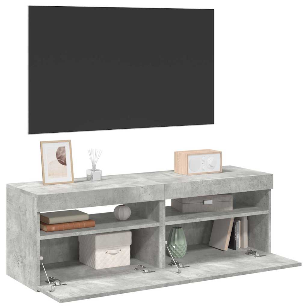 vidaXL Muebles de TV con luces LED 2 uds gris hormigón 60x35x40 cm