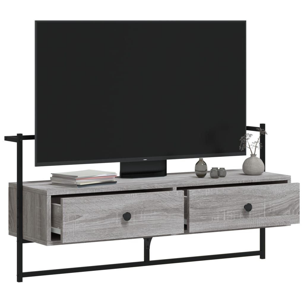 vidaXL Mueble TV de pared madera ingeniería gris Sonoma 100,5x30x51 cm - Image 3