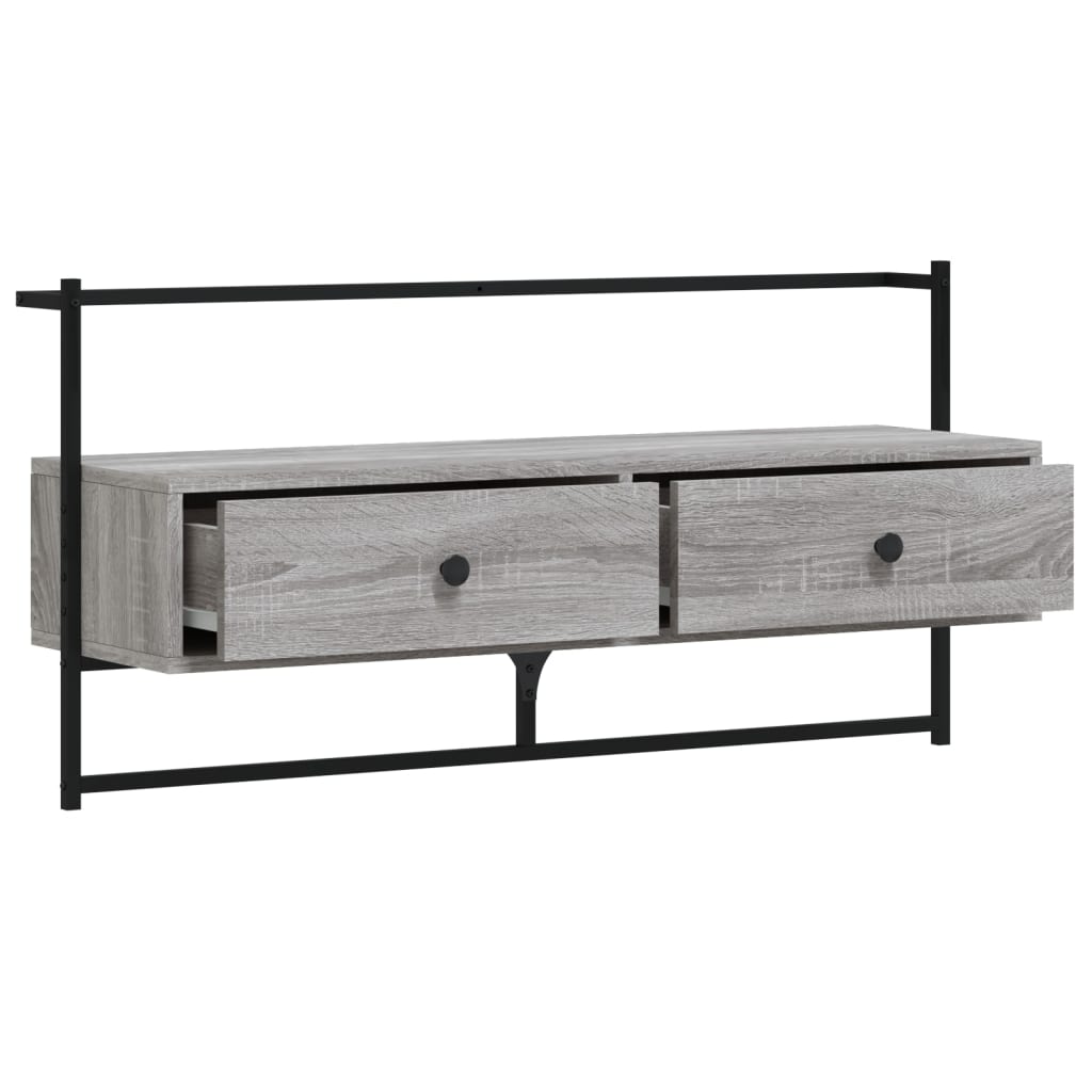 vidaXL Mueble TV de pared madera ingeniería gris Sonoma 100,5x30x51 cm - Image 6