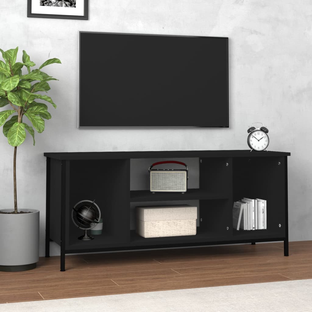 vidaXL Mueble de TV madera contrachapada negro 102x35x45 cm