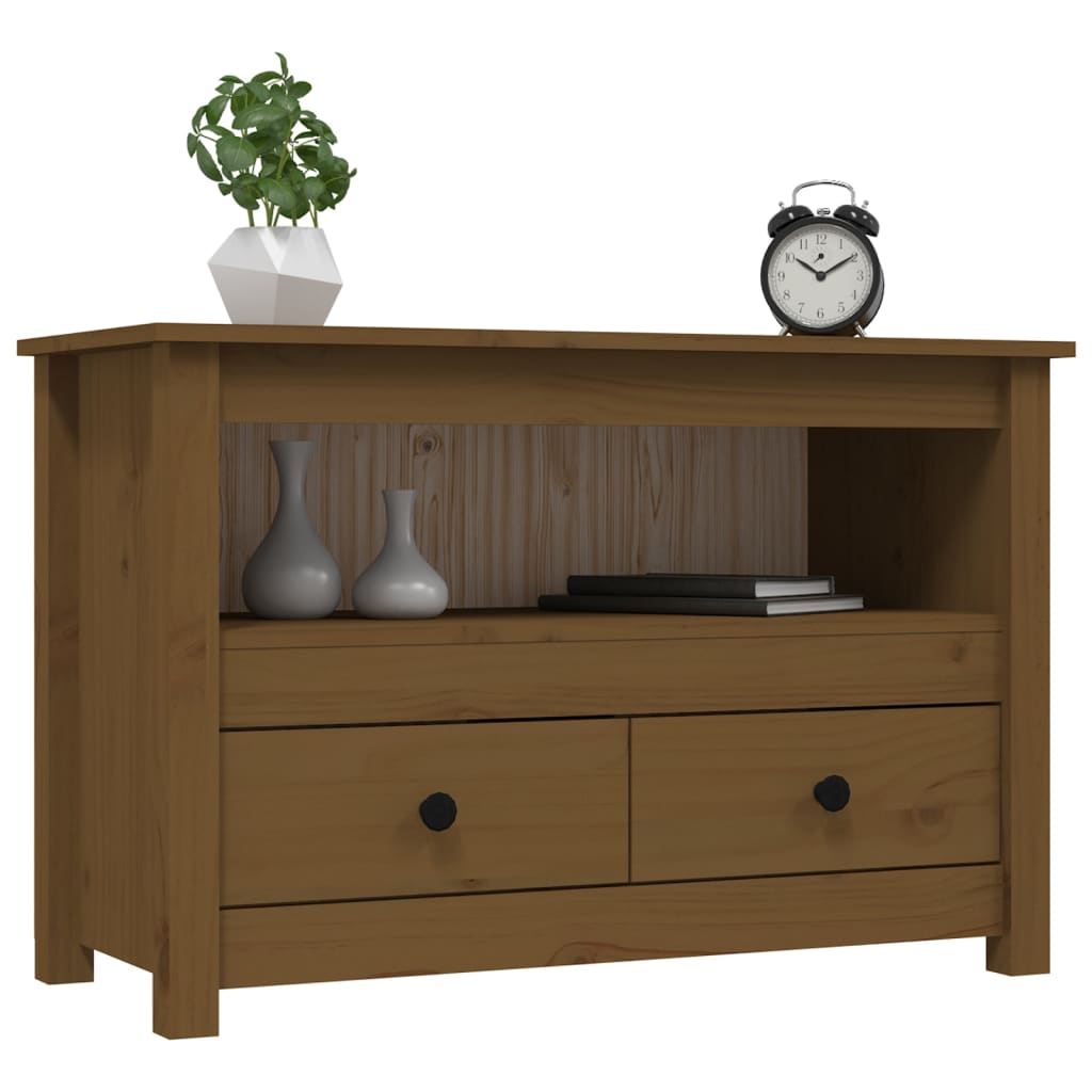 vidaXL Mueble de TV madera maciza de pino marrón miel 79x35x52 cm - Image 4