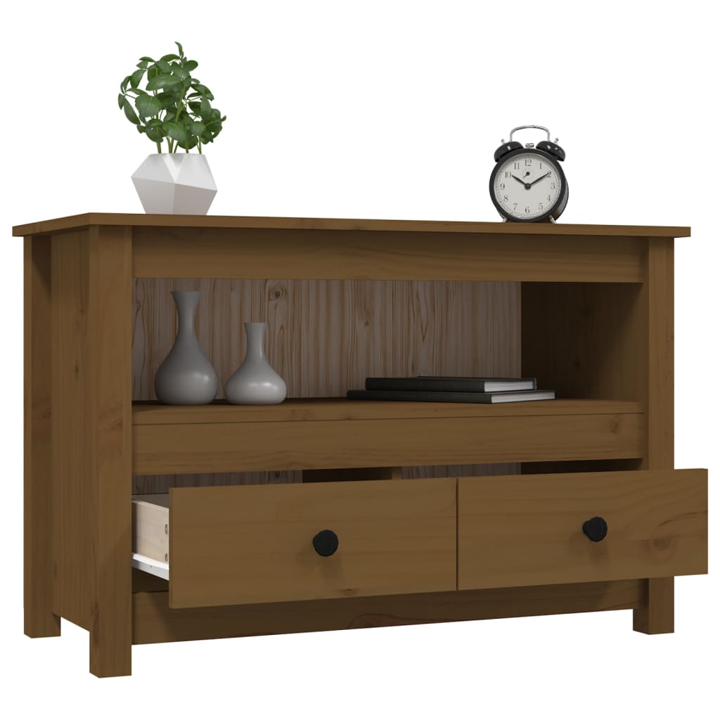 vidaXL Mueble de TV madera maciza de pino marrón miel 79x35x52 cm - Image 5