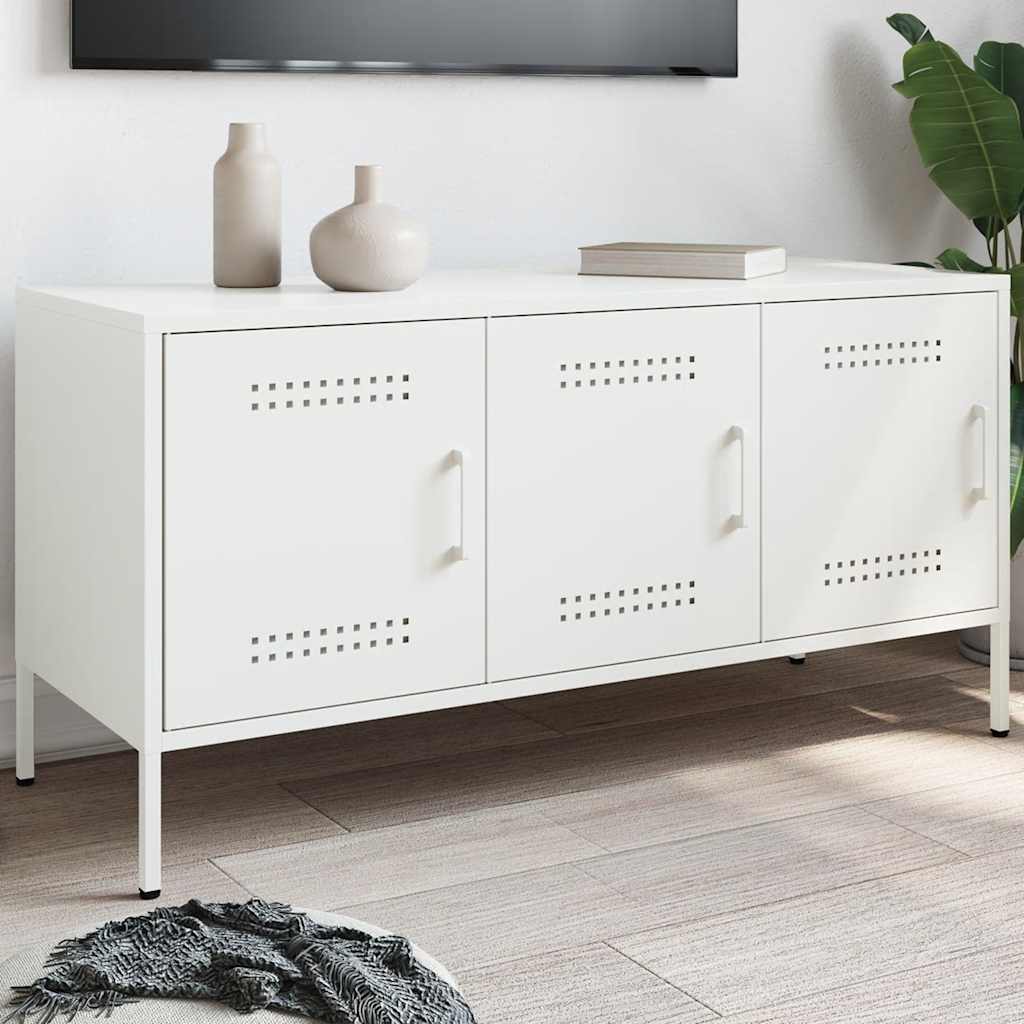 vidaXL Mueble de TV de acero blanco 100,5x39x50,5 cm