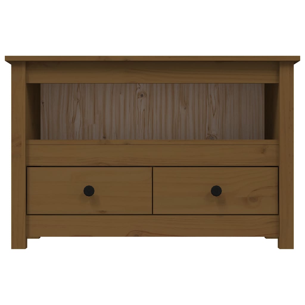 vidaXL Mueble de TV madera maciza de pino marrón miel 79x35x52 cm - Image 6