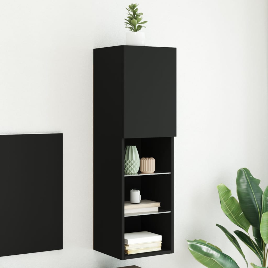 vidaXL Mueble para TV con luces LED negro 30,5x30x102 cm