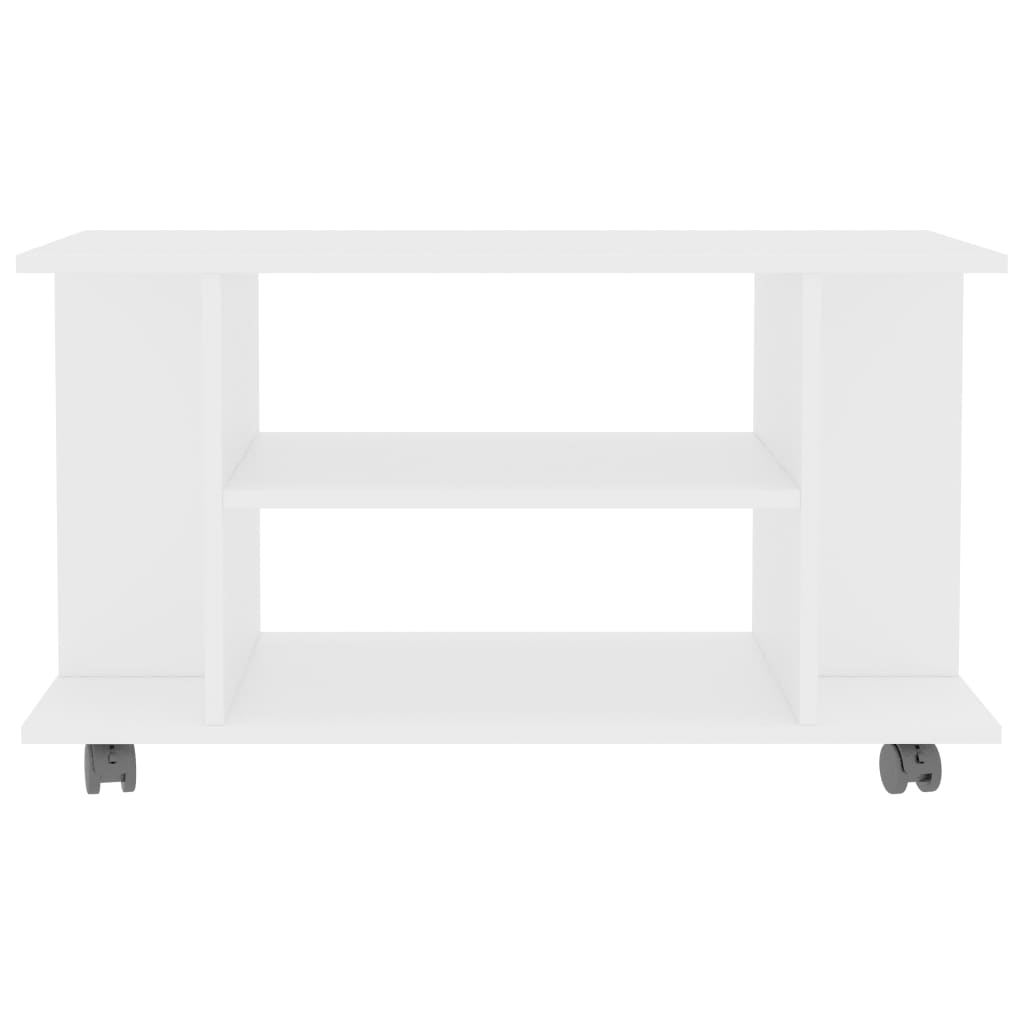 vidaXL Mueble de TV con ruedas madera de ingeniería blanco 80x40x45 cm - Image 4