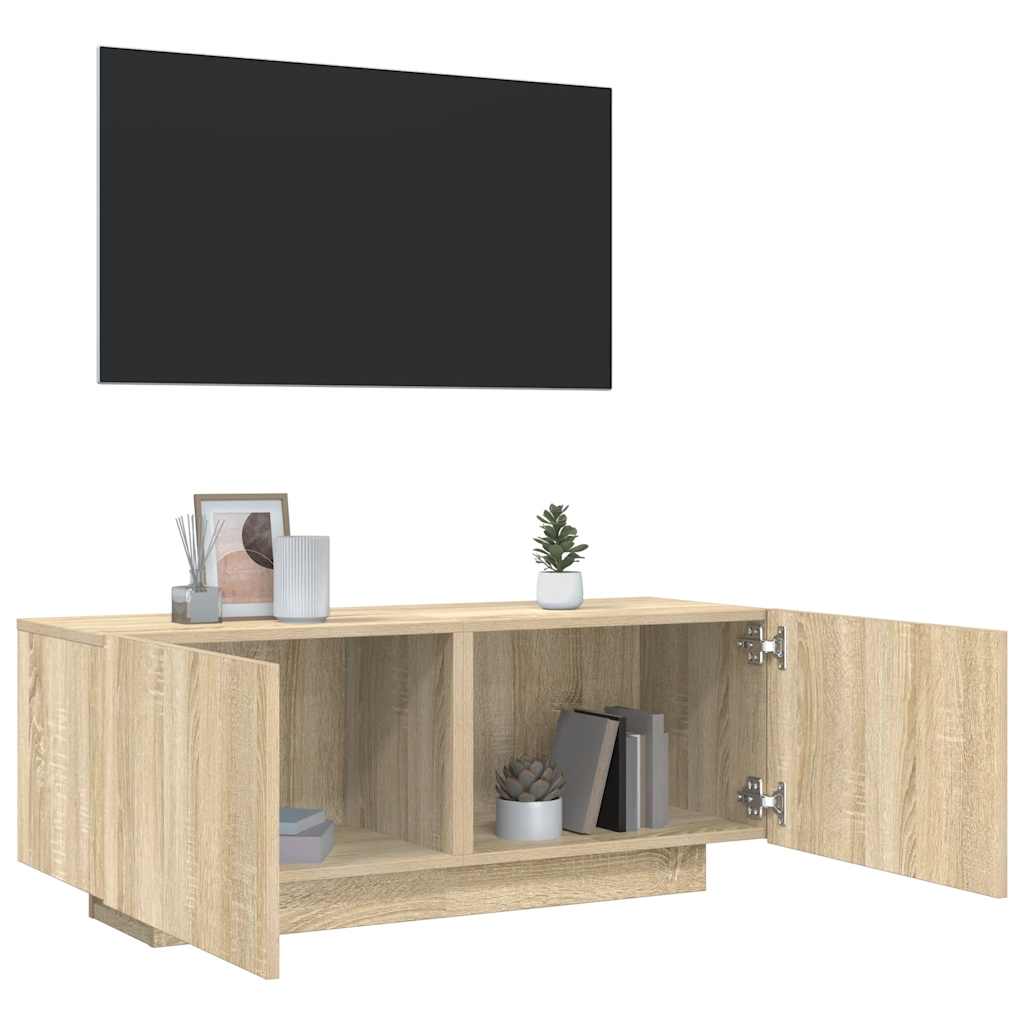 vidaXL Mueble para TV madera contrachapada color roble 100x35x40 cm