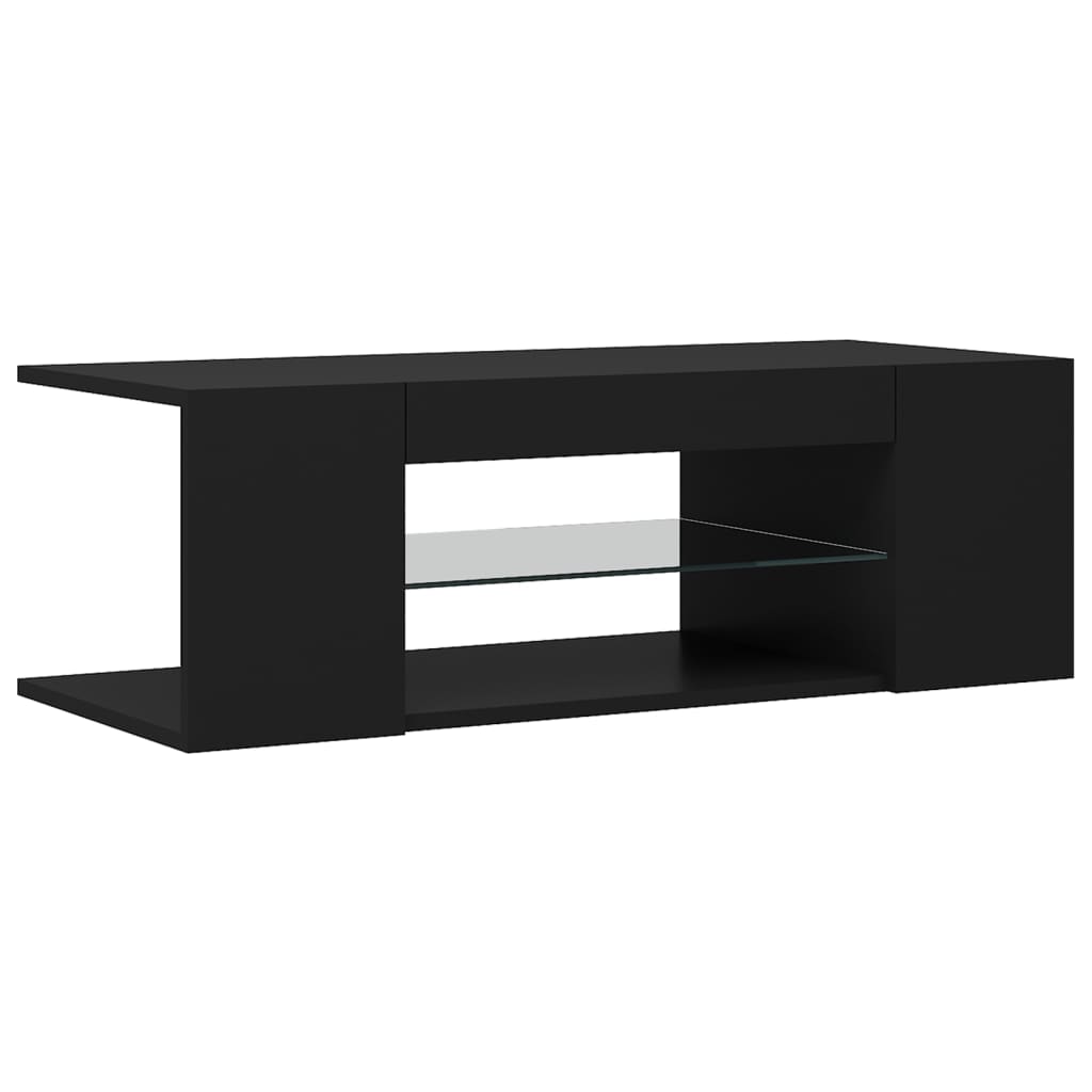 vidaXL Mueble de TV con luces LED negro 90x39x30 cm - Image 3