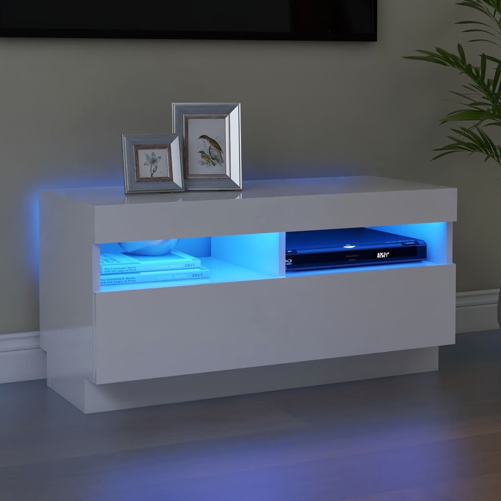 vidaXL Mueble de TV con luces LED blanco brillante 80x35x40 cm