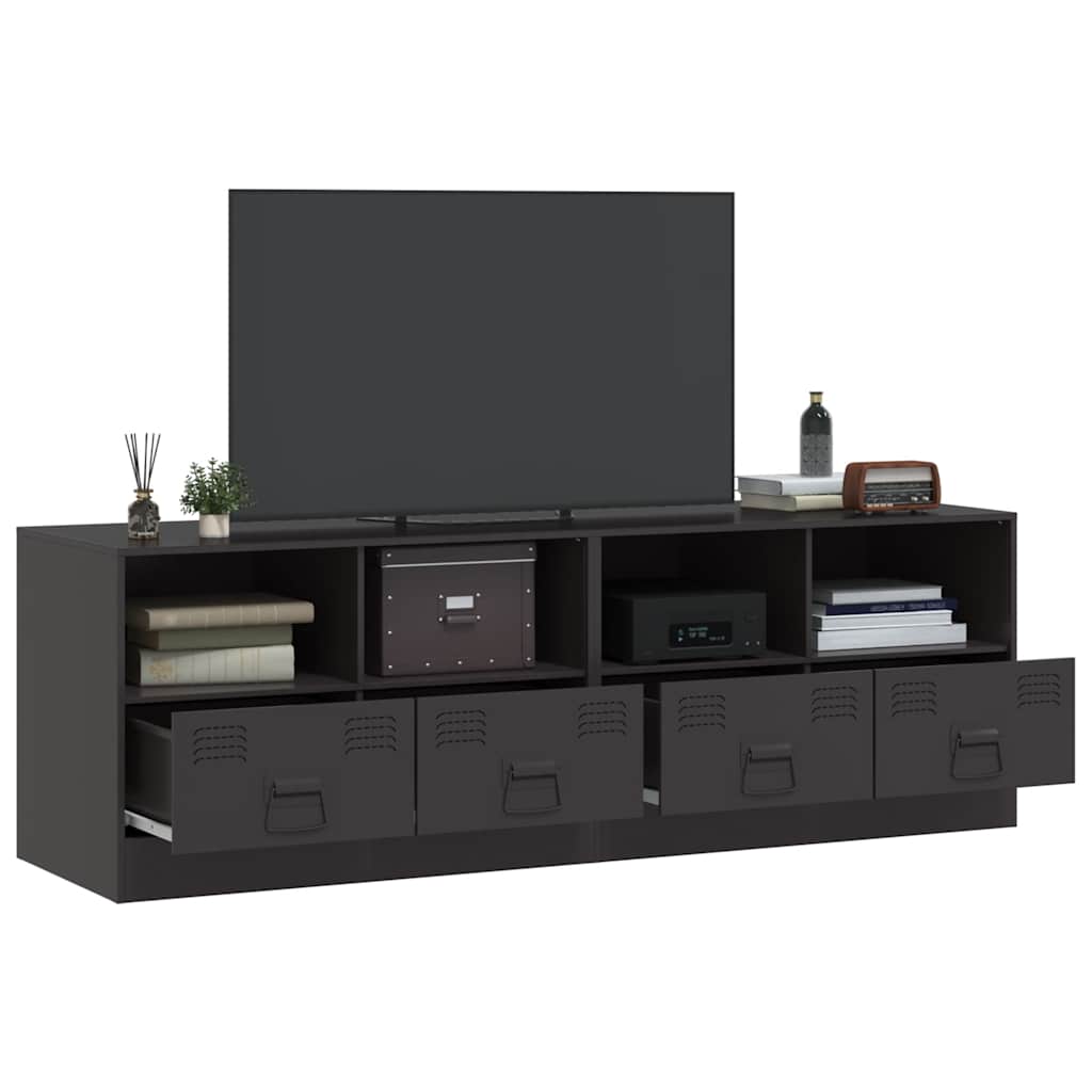 vidaXL Muebles para TV 2 unidades acero negro 67x39x44 cm - Image 4