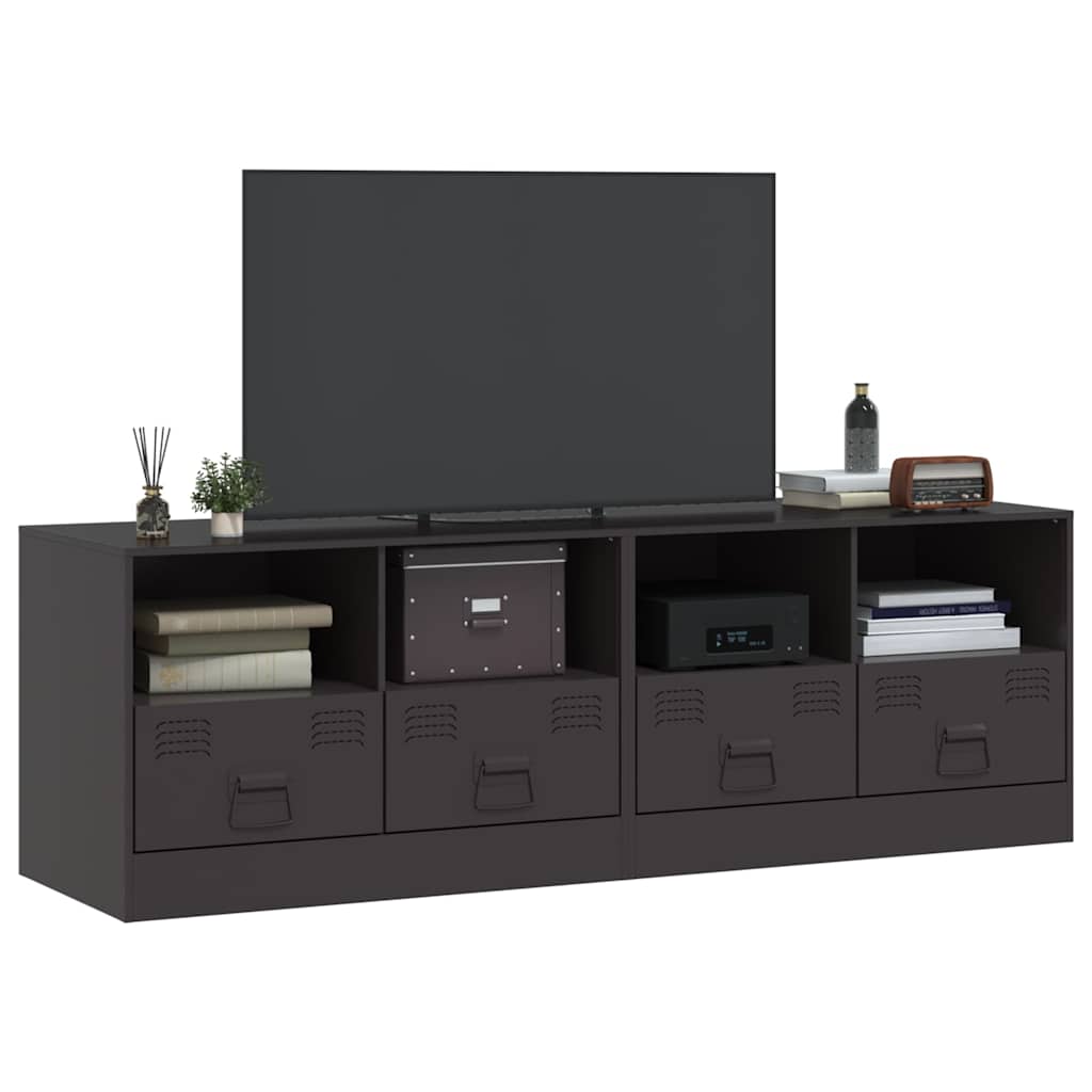 vidaXL Muebles para TV 2 unidades acero negro 67x39x44 cm - Image 3