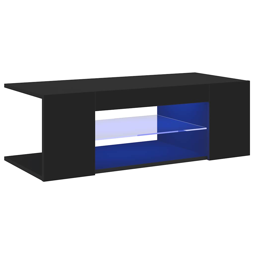 vidaXL Mueble de TV con luces LED negro 90x39x30 cm - Image 5
