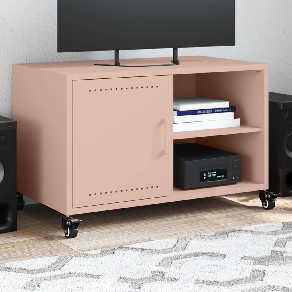 vidaXL Mueble de TV acero rosa 68x39x43,5 cm