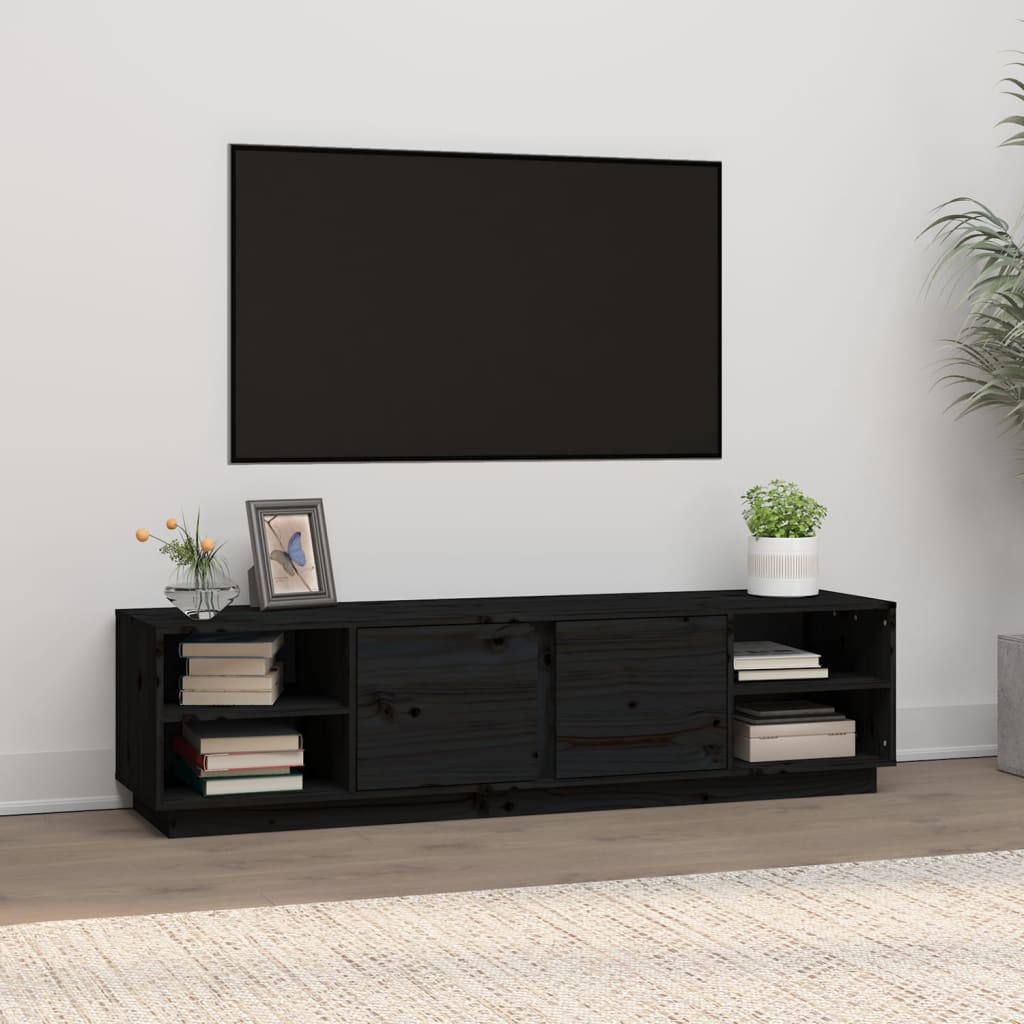 vidaXL Mueble de TV madera maciza de pino negro 156x40x40 cm