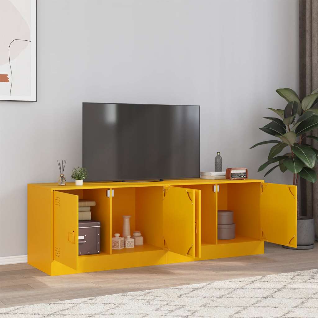 vidaXL Muebles para TV 2 unidades acero amarillo mostaza 67x39x44 cm