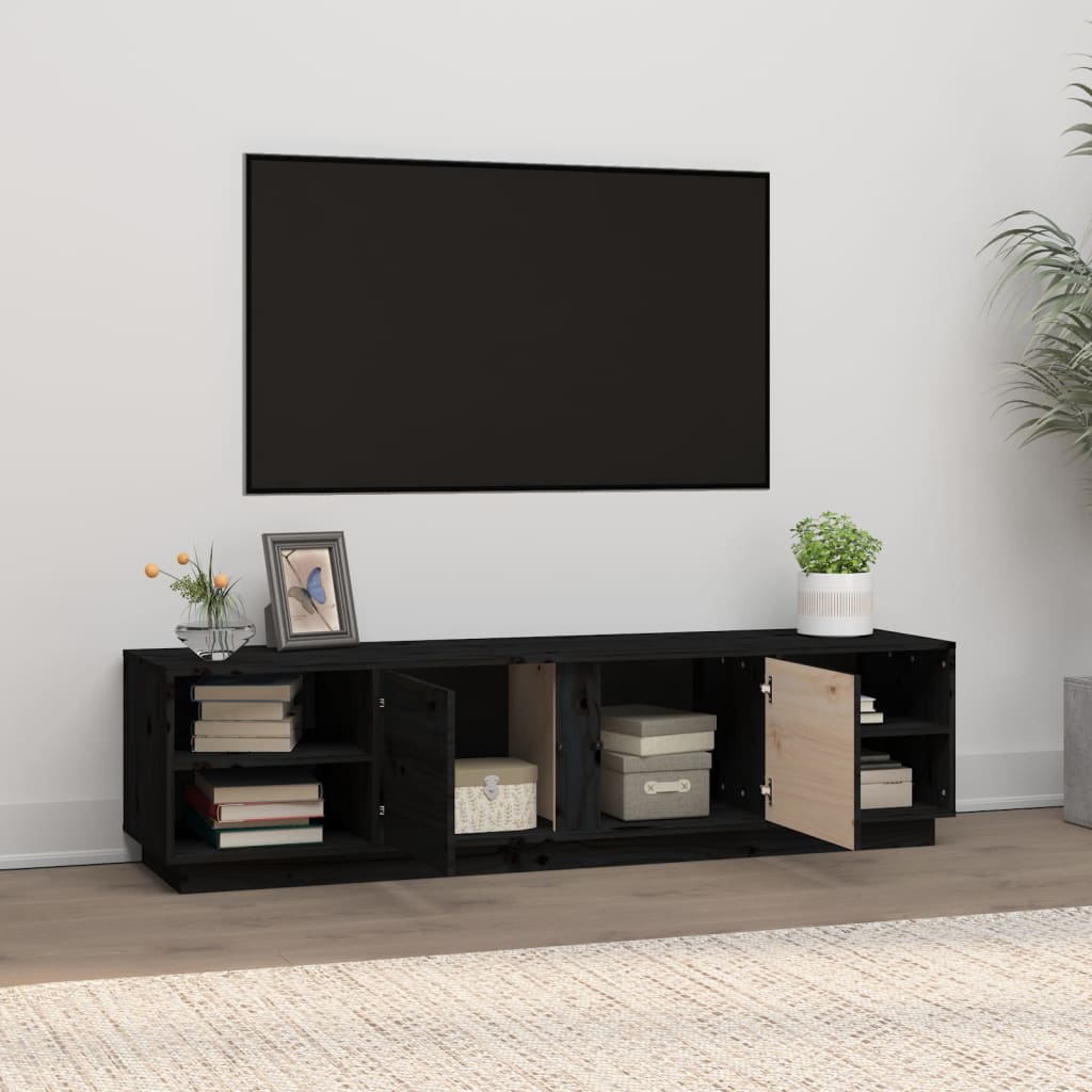 vidaXL Mueble de TV madera maciza de pino negro 156x40x40 cm - Image 3