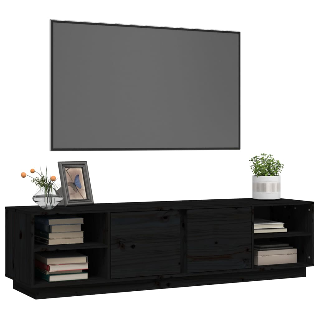 vidaXL Mueble de TV madera maciza de pino negro 156x40x40 cm - Image 4