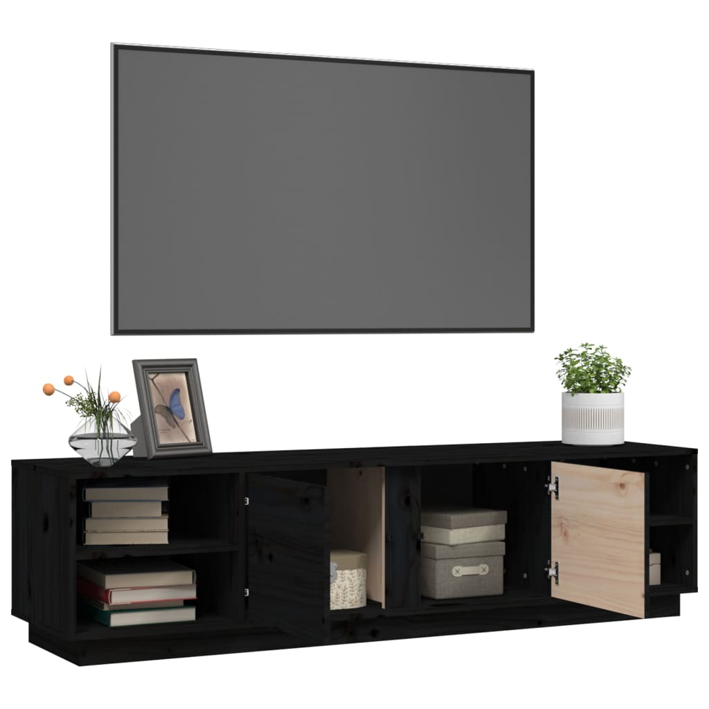 vidaXL Mueble de TV madera maciza de pino negro 156x40x40 cm - Image 5