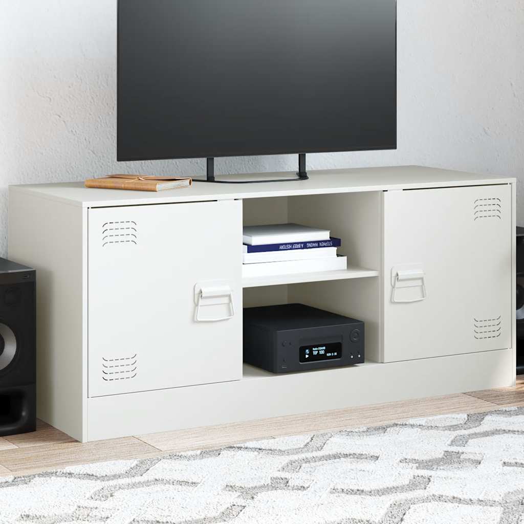 vidaXL Mueble para TV de acero blanco 99x39x44 cm