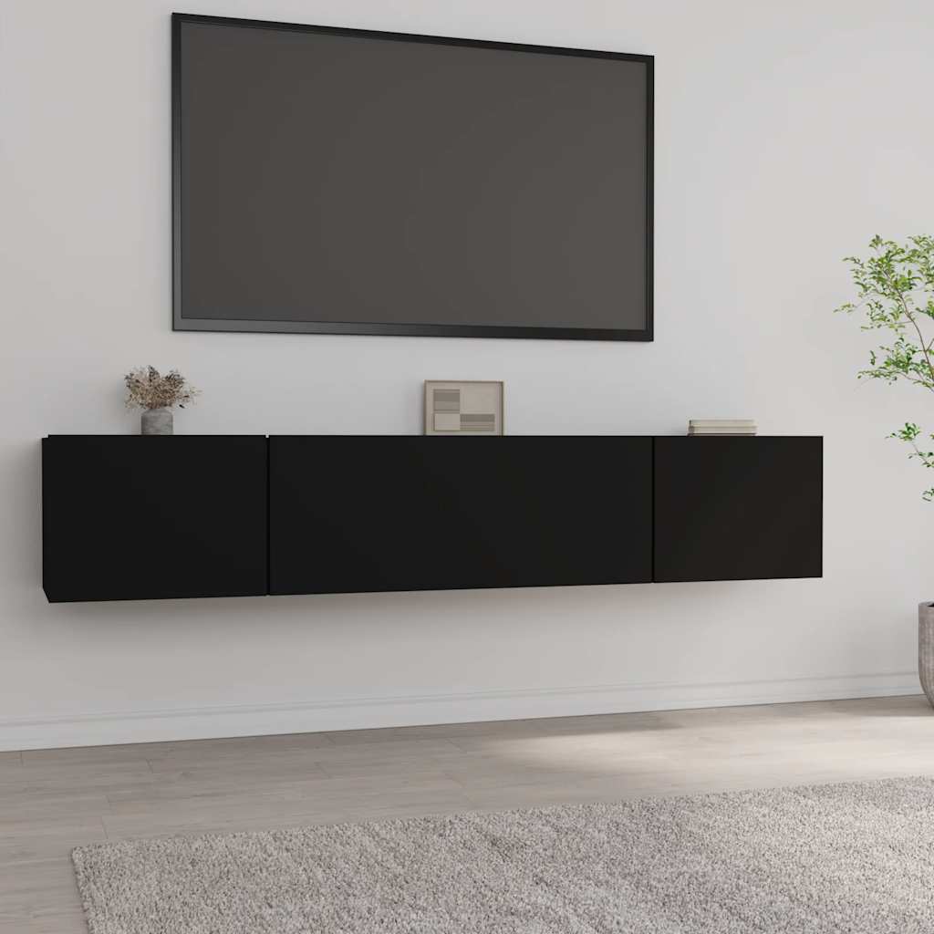 vidaXL Muebles para TV 2 uds madera contrachapada negro 80x30x30 cm