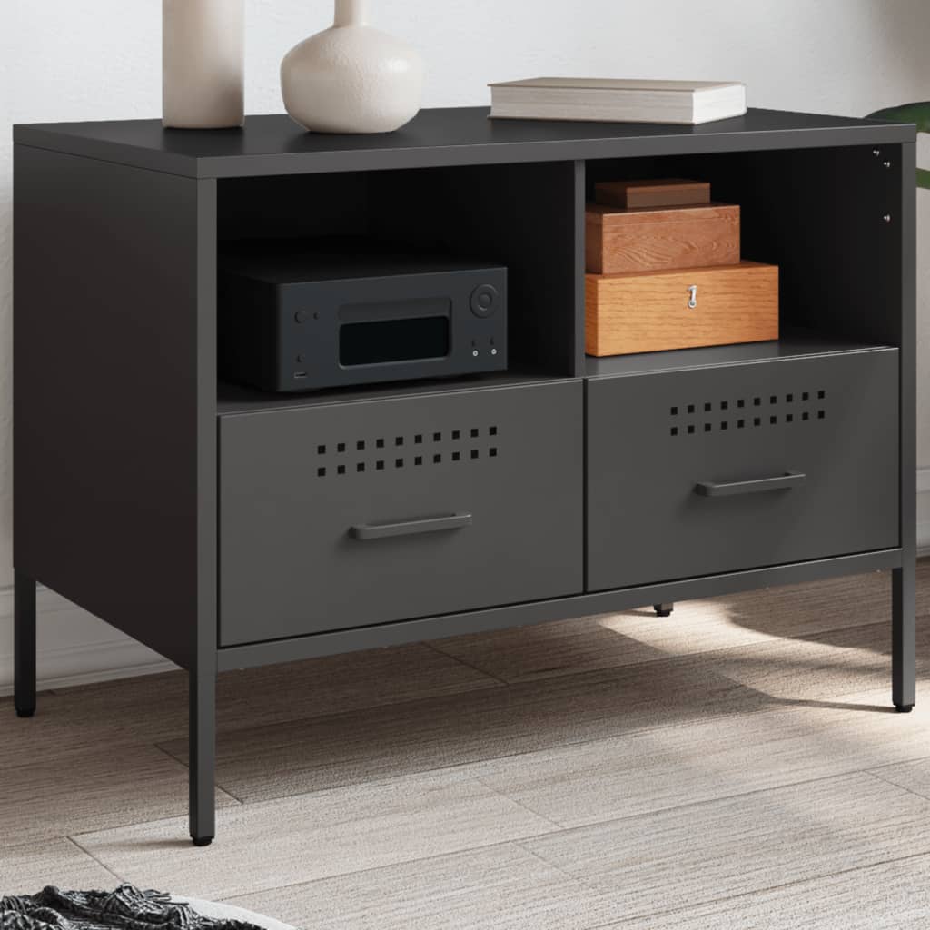 vidaXL Mueble para TV acero negro 68x39x50,5 cm