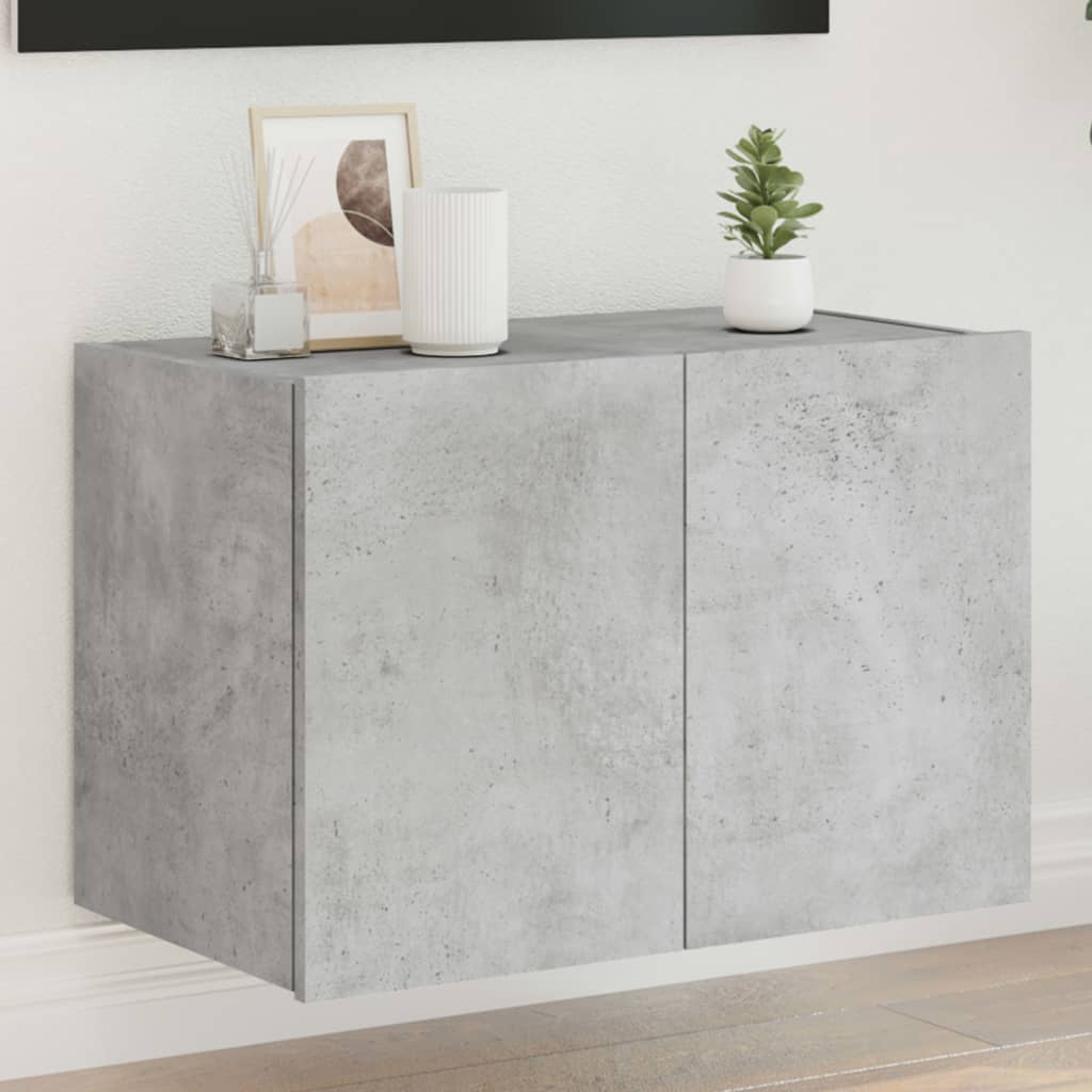 vidaXL Mueble de TV de pared con luces LED gris hormigón 60x35x41 cm