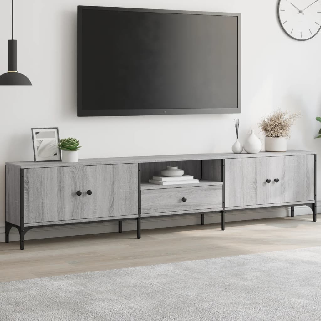 vidaXL Mueble de TV cajón madera ingeniería gris Sonoma 200x25x44 cm