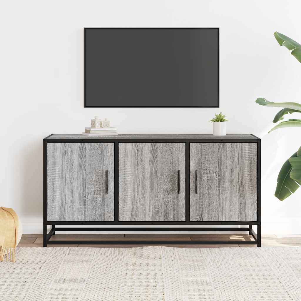 vidaXL Mueble TV madera ingeniería y metal gris Sonoma 100x35x50 cm - Image 3