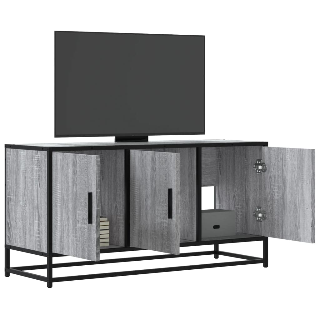 vidaXL Mueble TV madera ingeniería y metal gris Sonoma 100x35x50 cm