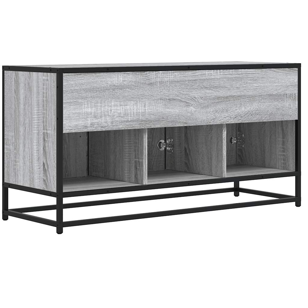 vidaXL Mueble TV madera ingeniería y metal gris Sonoma 100x35x50 cm - Image 6