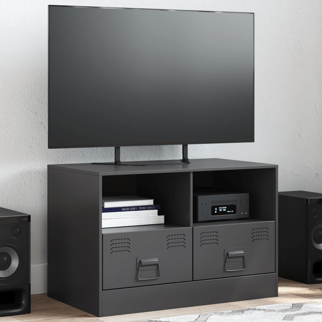 vidaXL Mueble para TV de acero negro 67x39x44 cm