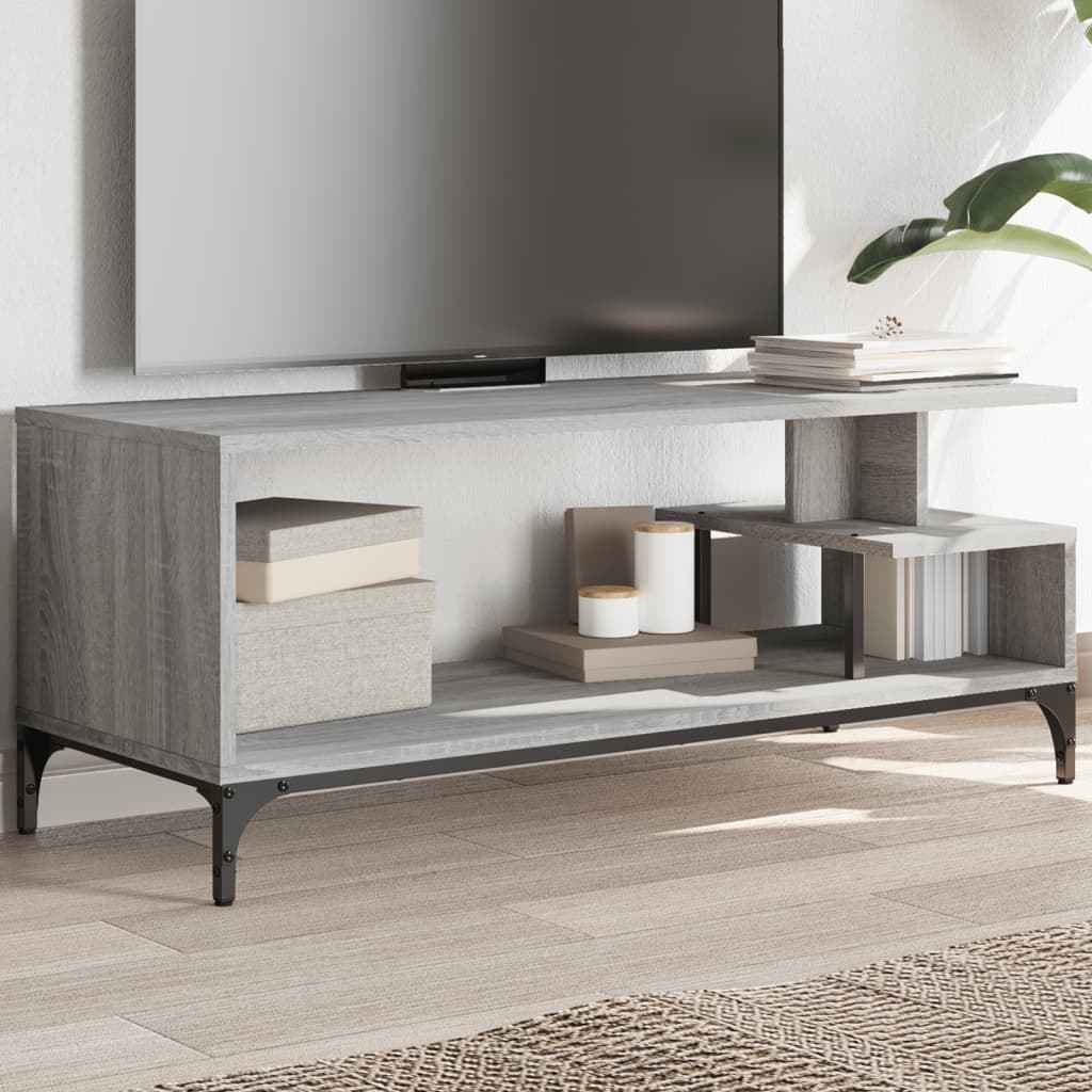 vidaXL Mueble de TV madera de ingeniería y acero roble 102x40x41 cm