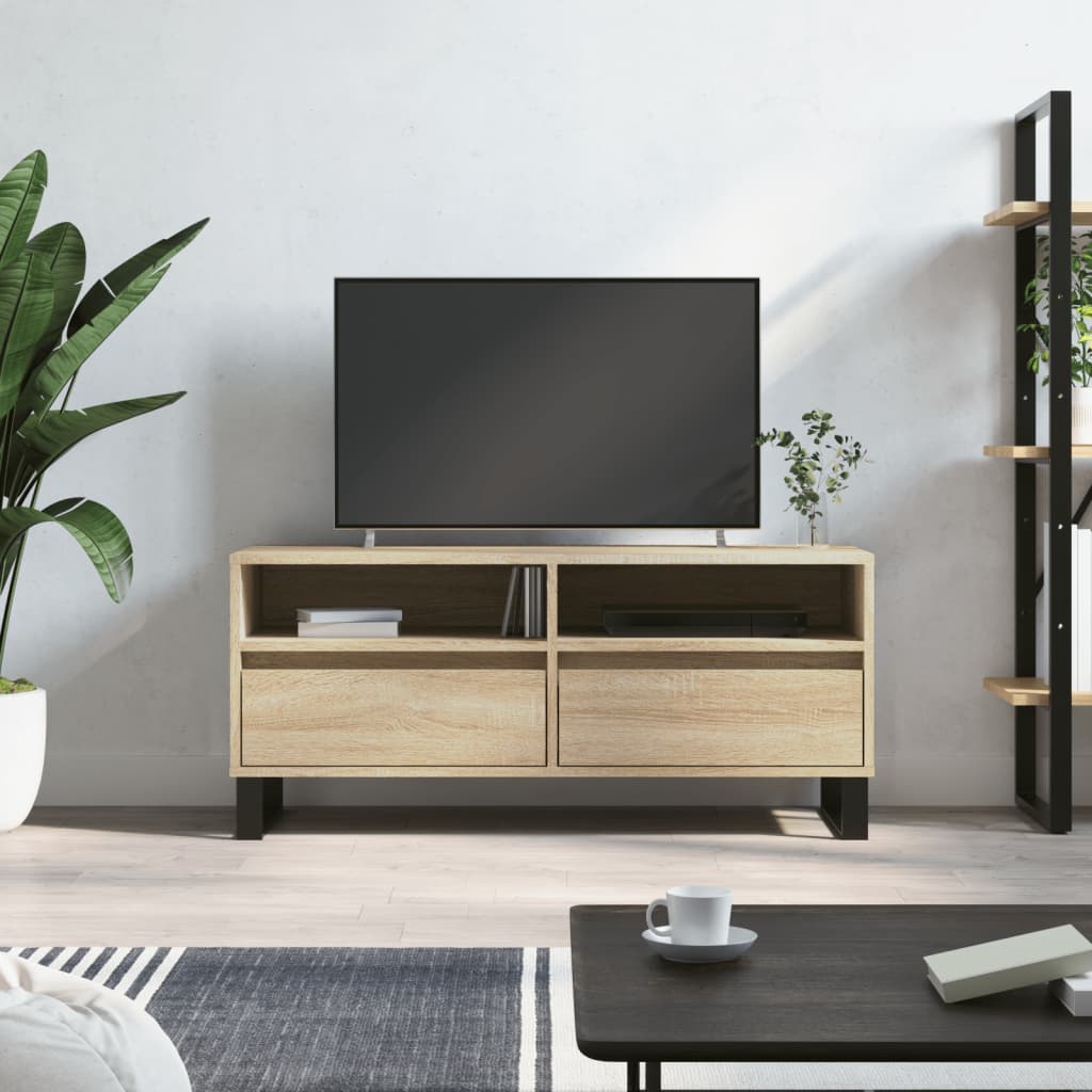 vidaXL Mueble de TV madera contrachapada roble Sonoma 100x34,5x44,5 cm
