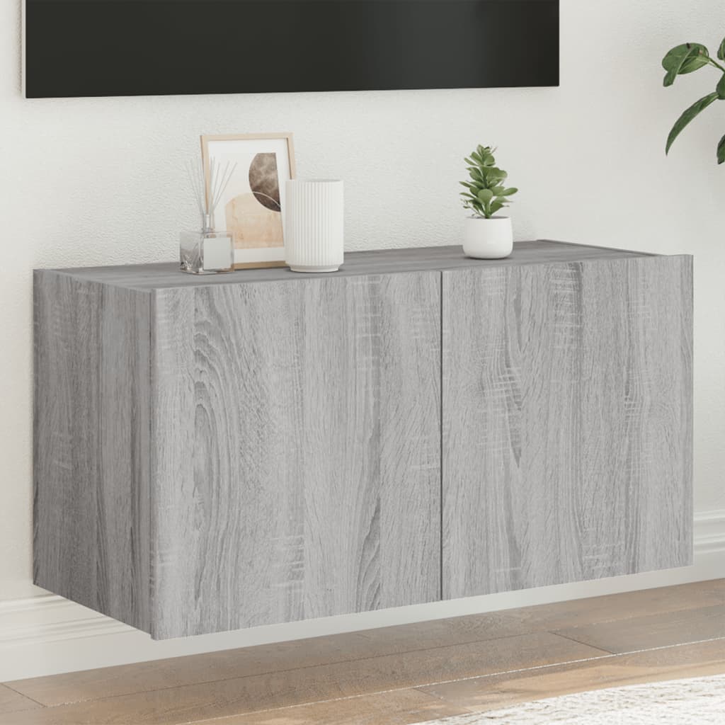 vidaXL Mueble de TV de pared con luces LED gris Sonoma 80x35x41 cm