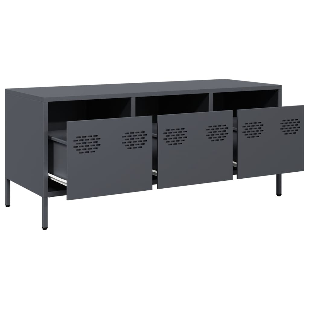vidaXL Mueble de TV acero laminado en frío antracita 101,5x39x43,5 cm - Image 5