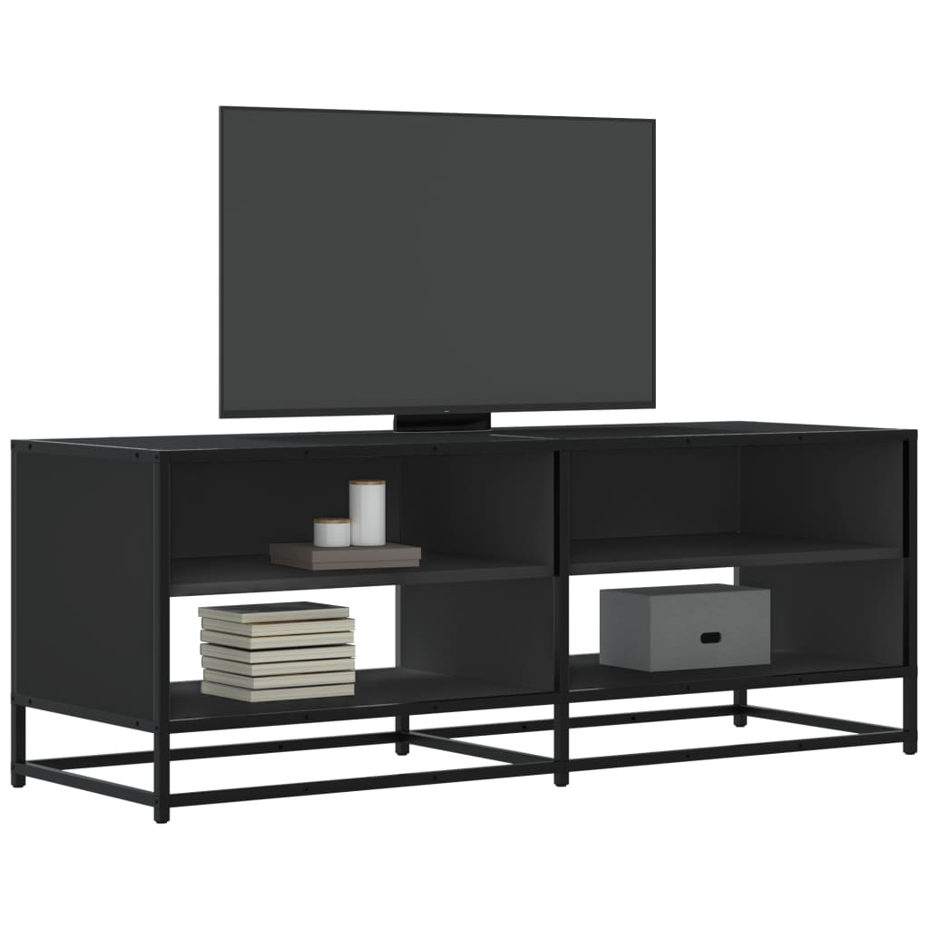 vidaXL Mueble de TV madera de ingeniería y metal negro 120,5x40x46 cm