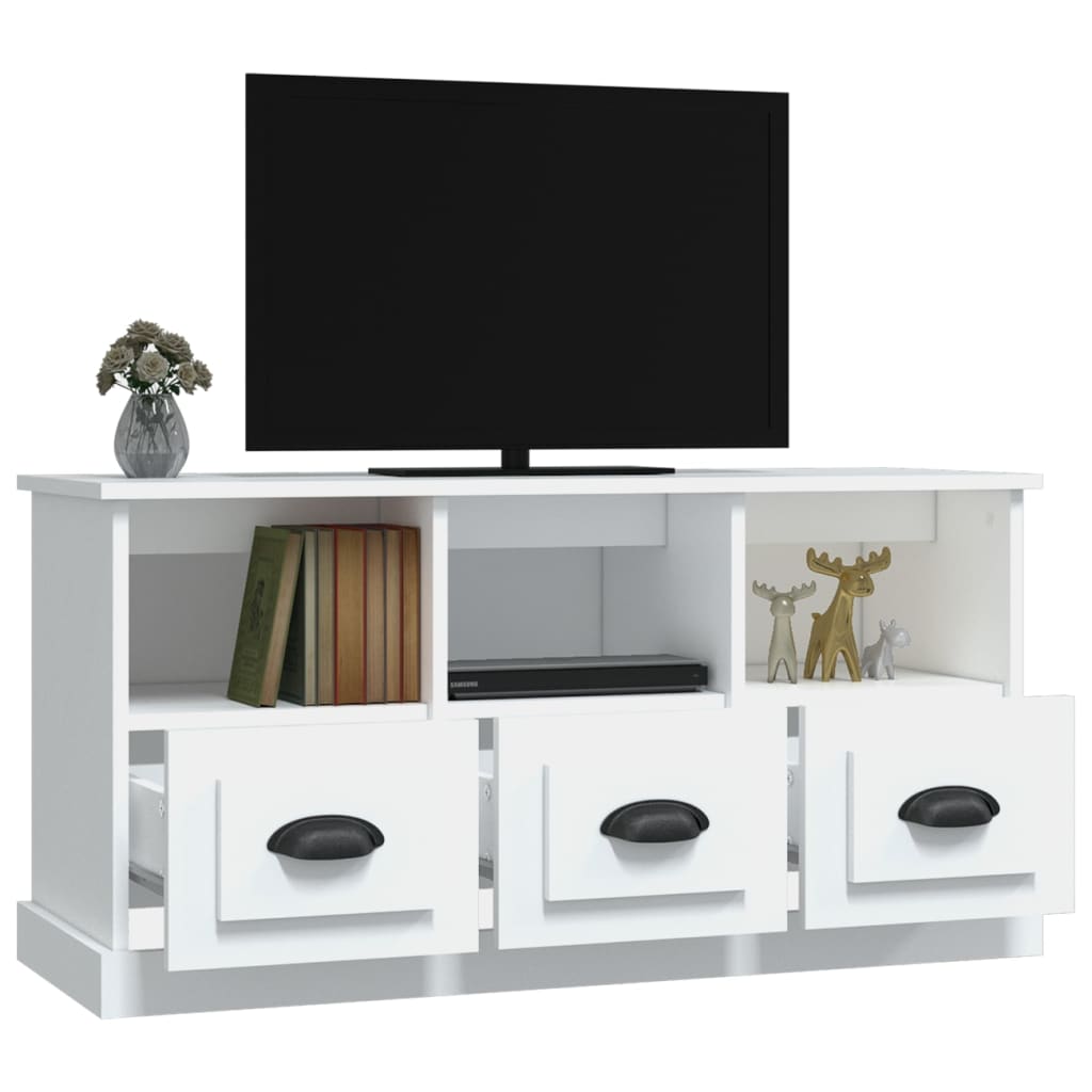 vidaXL Mueble de TV madera contrachapada blanco 100x35x50 cm - Image 5