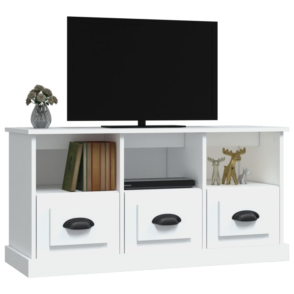 vidaXL Mueble de TV madera contrachapada blanco 100x35x50 cm - Image 4