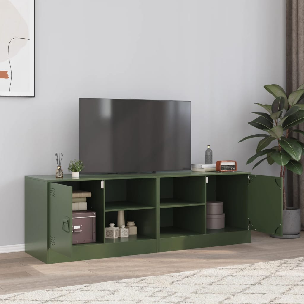 vidaXL Muebles para TV 2 unidades acero verde oliva 67x39x44 cm