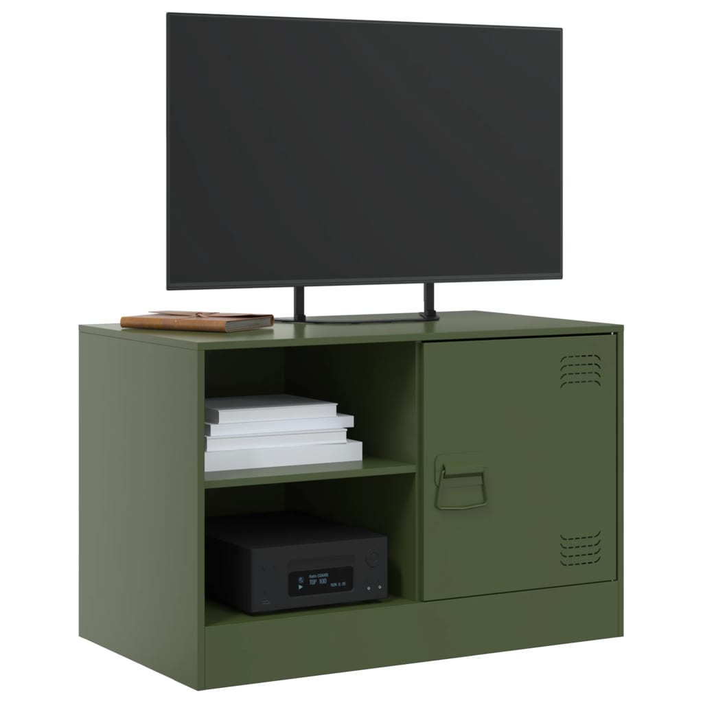 vidaXL Muebles para TV 2 unidades acero verde oliva 67x39x44 cm - Image 3