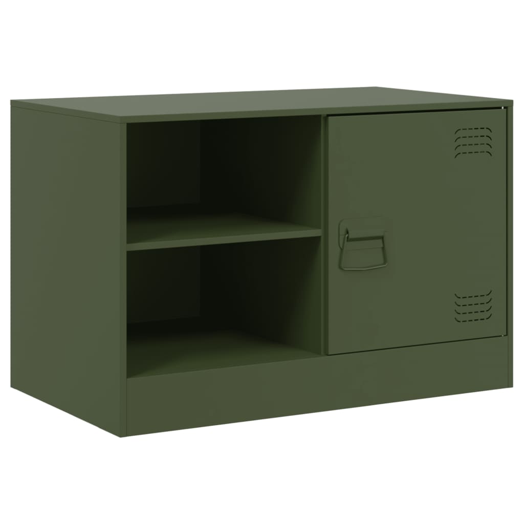 vidaXL Muebles para TV 2 unidades acero verde oliva 67x39x44 cm - Image 6