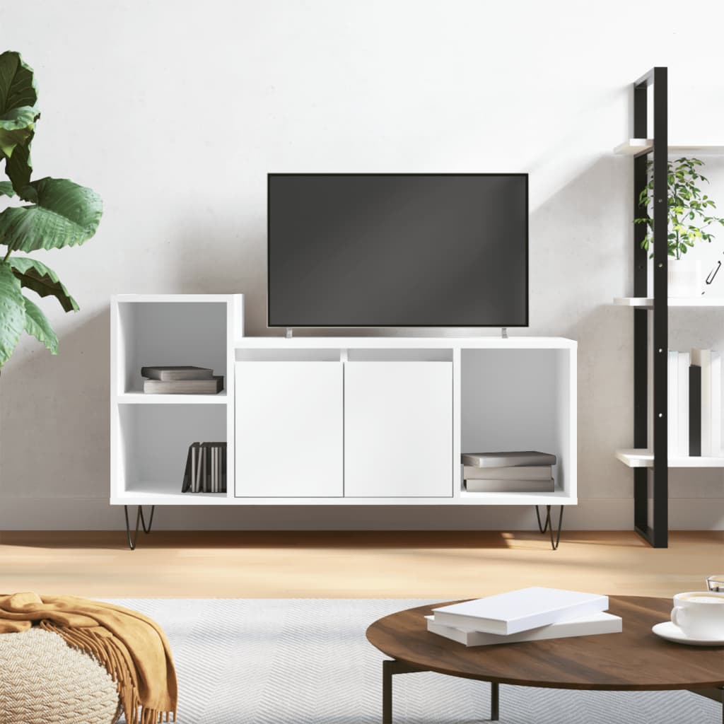 vidaXL Mueble para TV madera contrachapada blanco 100x35x55 cm