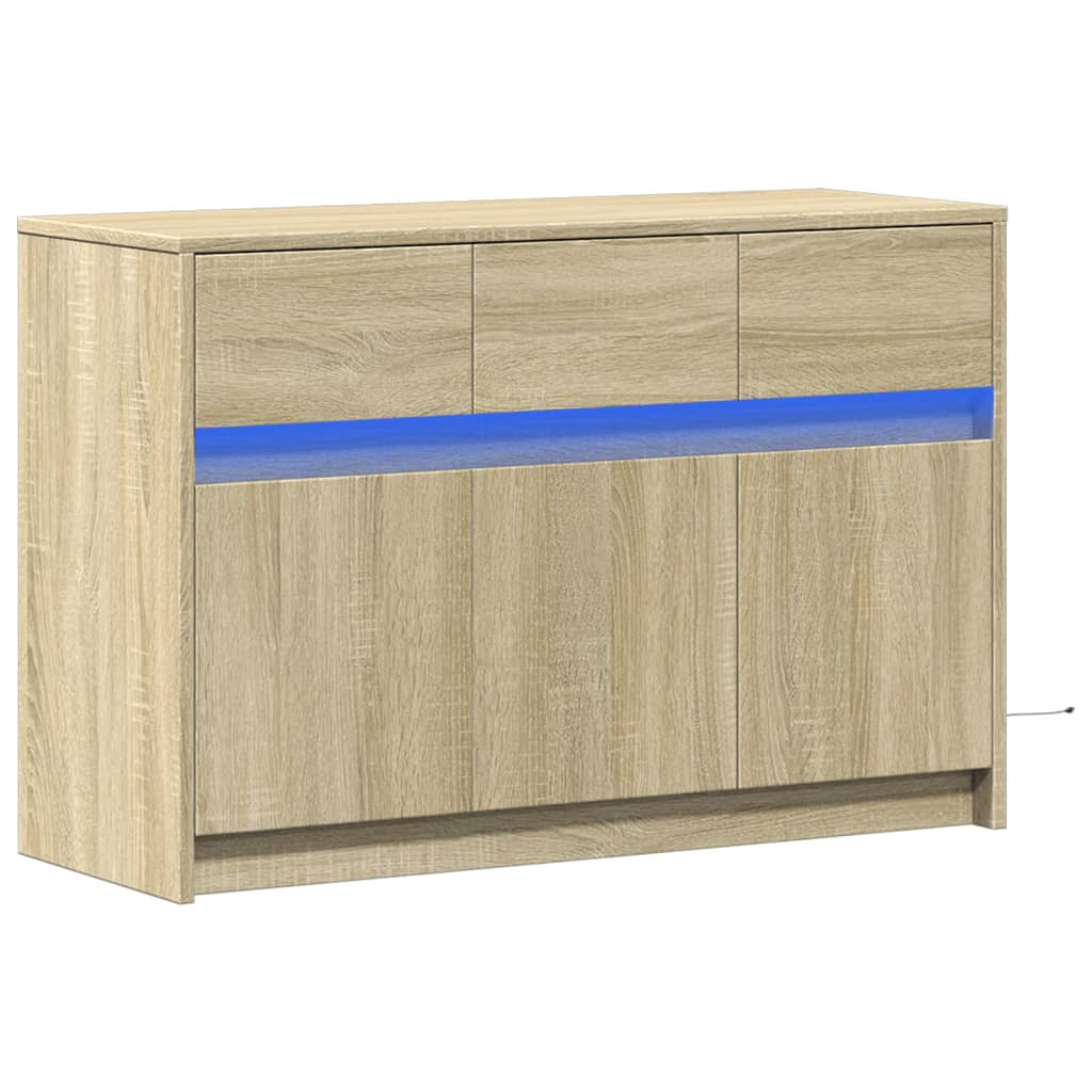 vidaXL Mueble de TV LED madera de ingeniería roble Sonoma 91x34x61 cm - Image 3