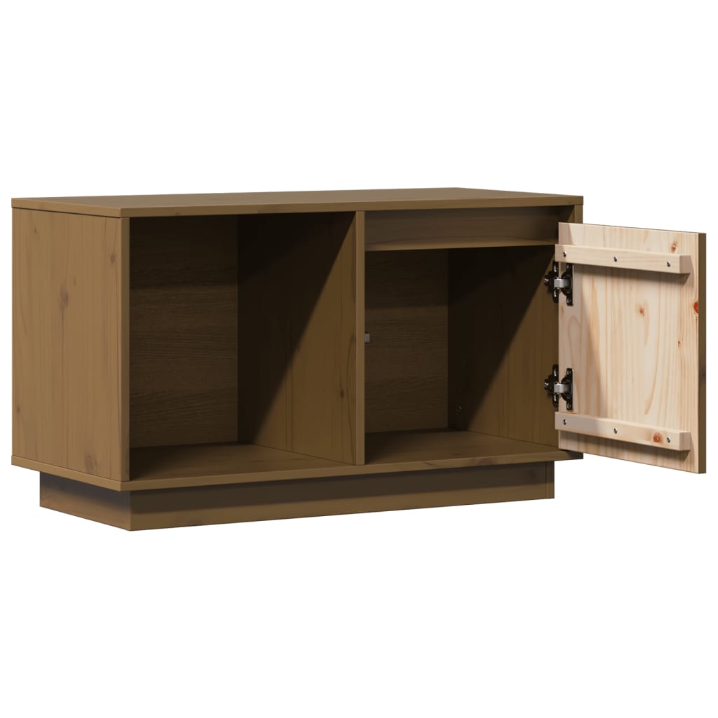 vidaXL Mueble de TV madera maciza de pino marrón miel 74x35x44 cm - Image 5