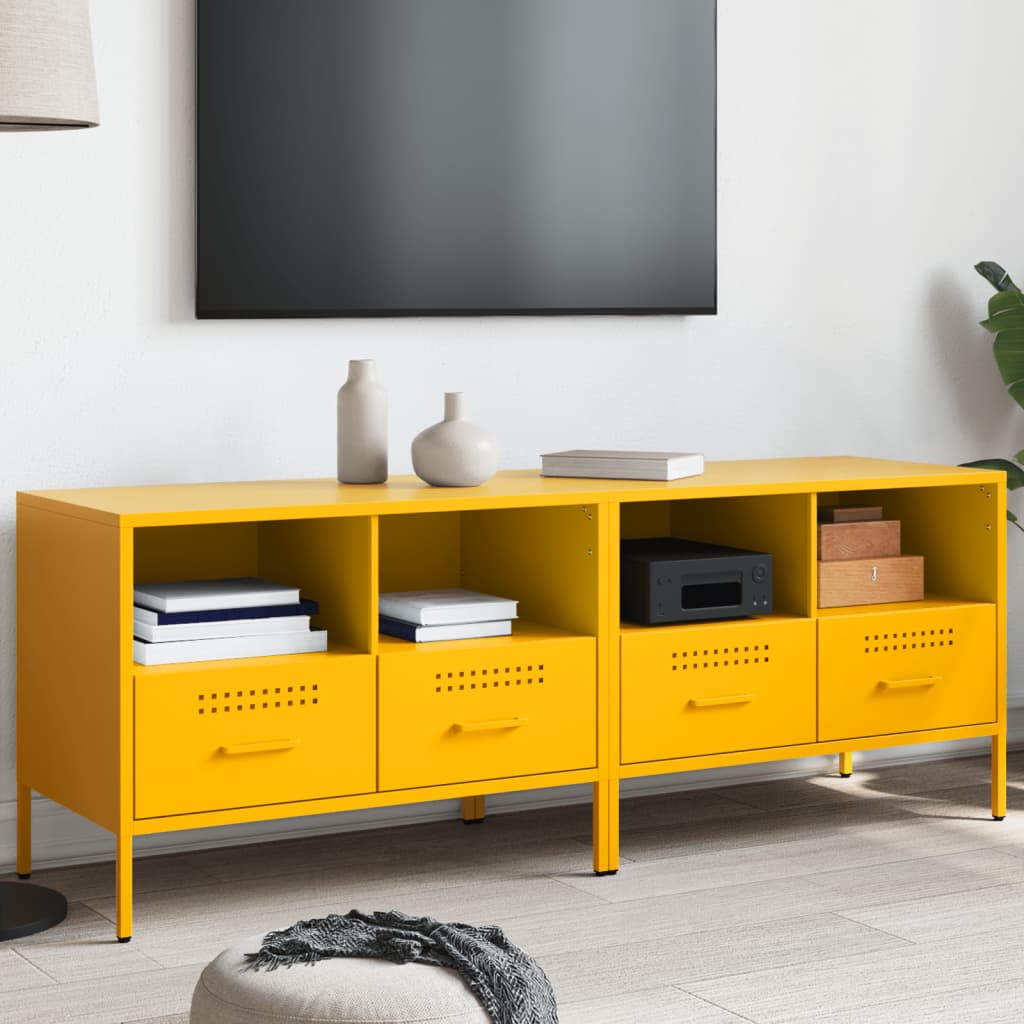 vidaXL Muebles para TV 2 unidades acero amarillo mostaza 68x39x50,5 cm