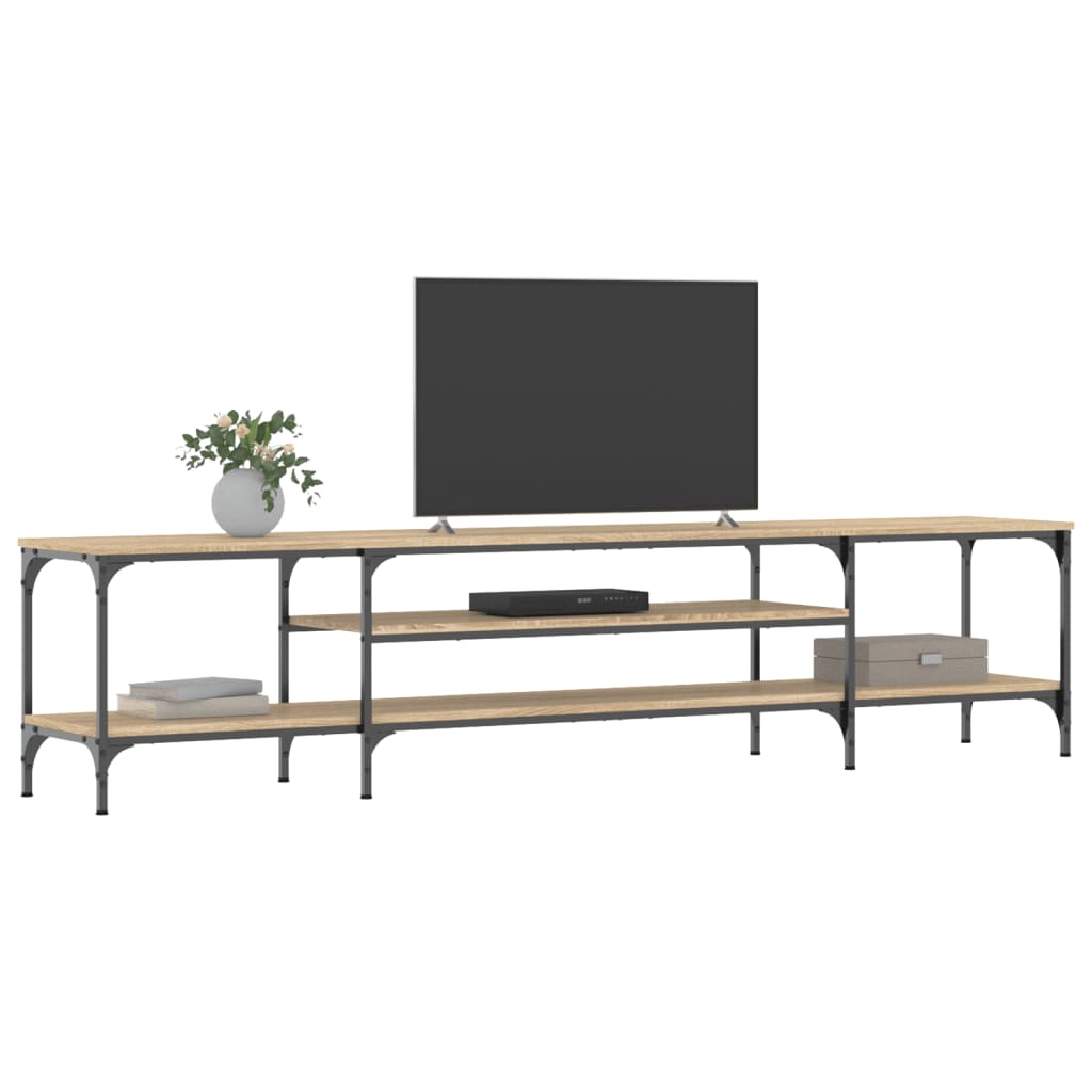 vidaXL Mueble TV madera ingeniería y hierro roble sonoma 201x35x45 cm - Image 3