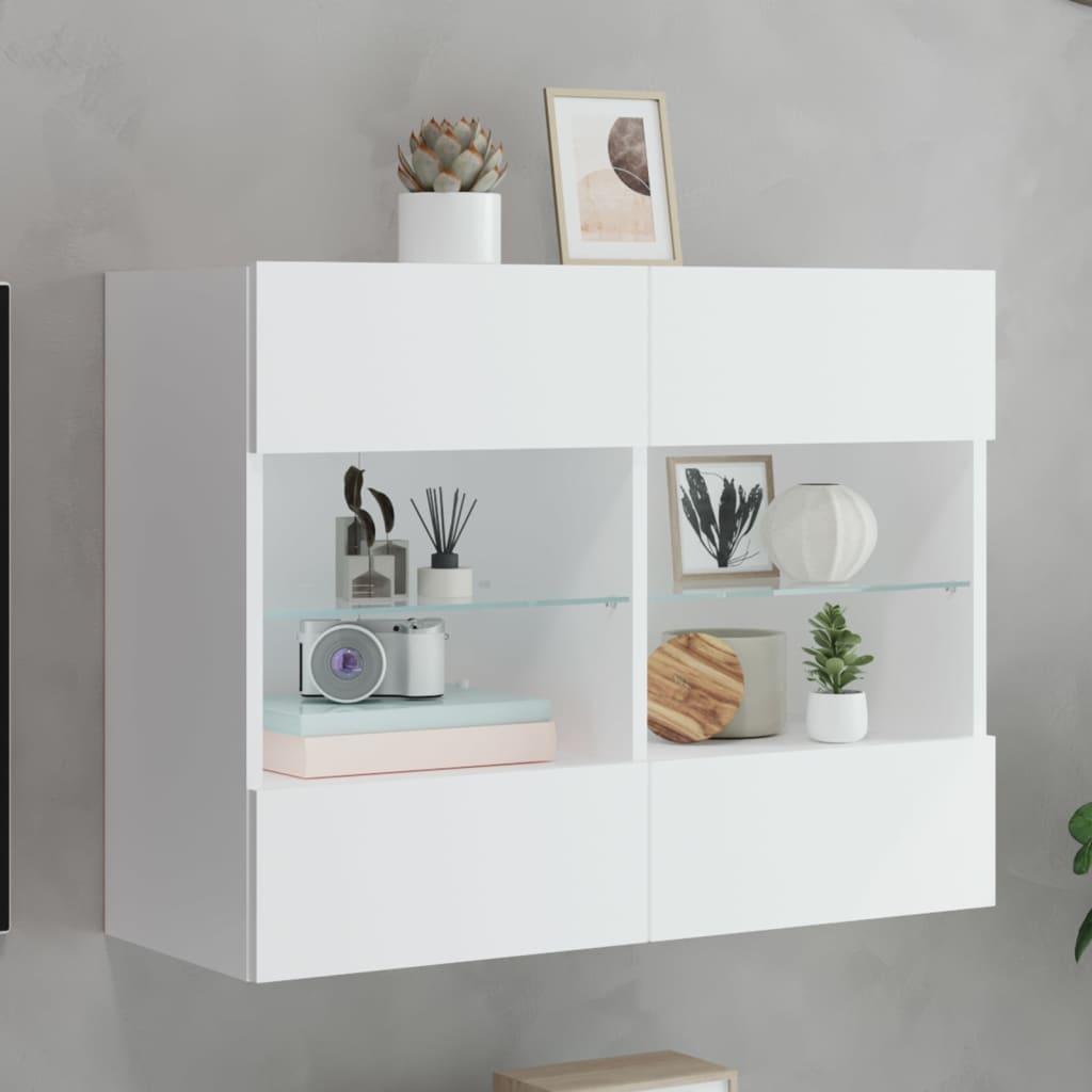 vidaXL Mueble de TV de pared con luces LED blanco 78,5x30x60,5 cm