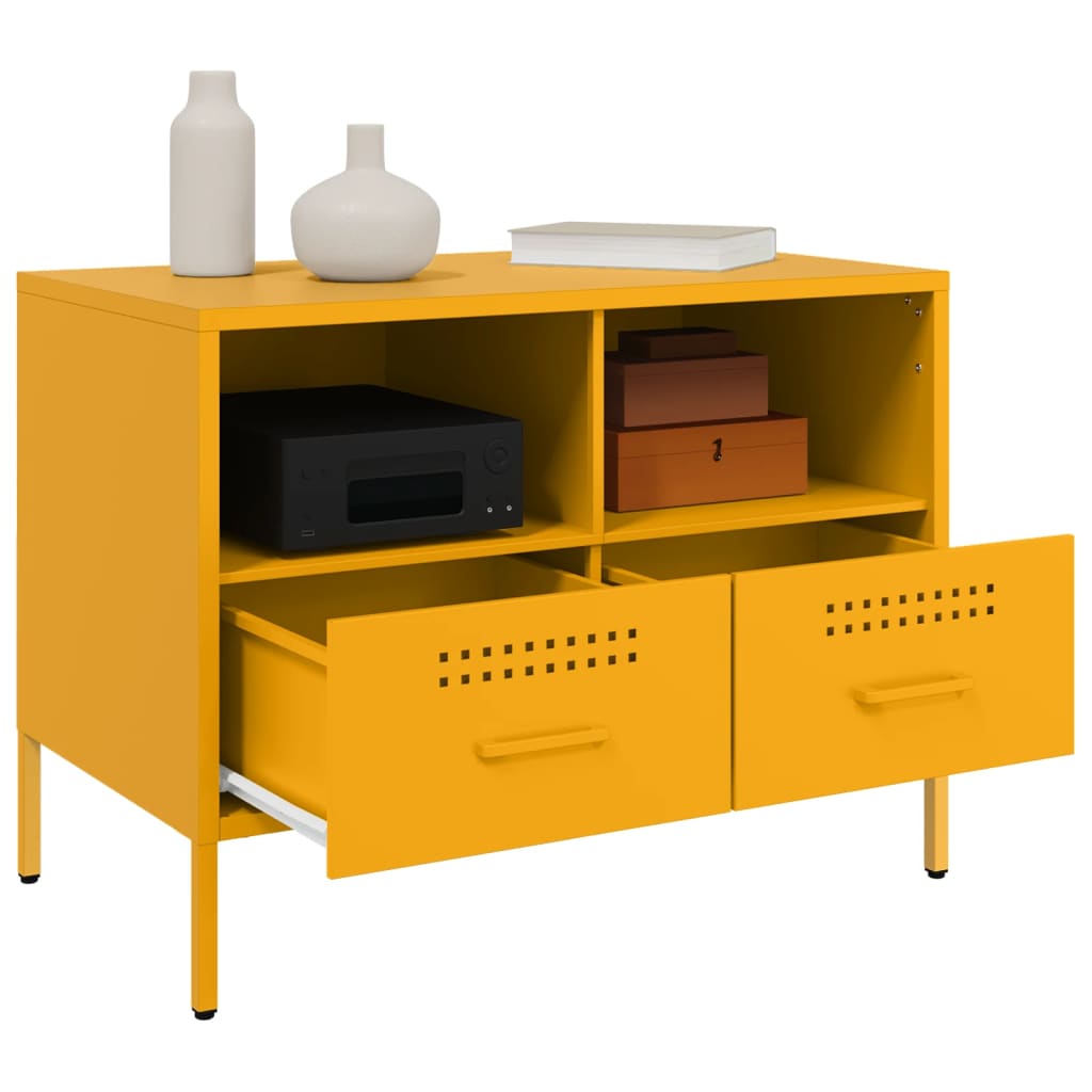 vidaXL Muebles para TV 2 unidades acero amarillo mostaza 68x39x50,5 cm - Image 5