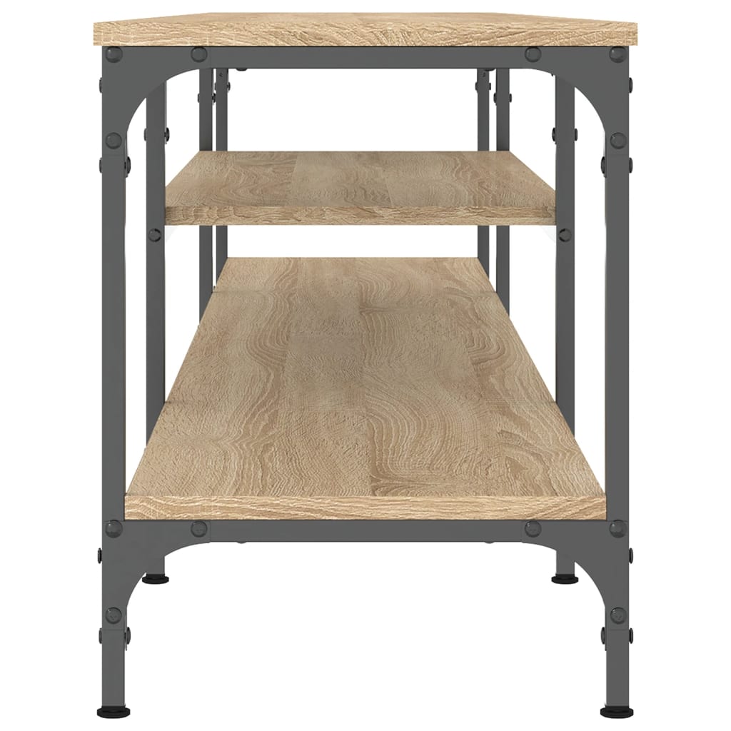 vidaXL Mueble TV madera ingeniería y hierro roble sonoma 201x35x45 cm - Image 5