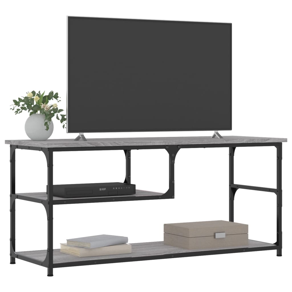 vidaXL Mueble de TV contrachapada y acero gris Sonoma 103x38x46,5 cm - Image 3